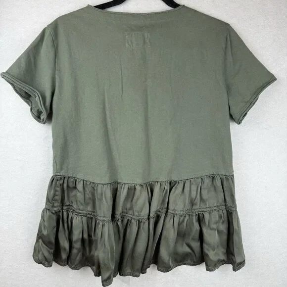 Maeve Anthropologie Women's Forest Green Louisa Tiered Top Size Small - Picture 7 of 7